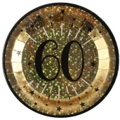 talerzyki papierowe 60 urodziny holo gold santex 22 5 cm 10 szt