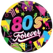 talerzyki papierowe 80s forever lata 80 guirca 23 cm 6 szt