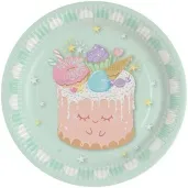 talerzyki papierowe crazy cake slodki torcik amscan 23 cm 8 szt