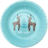 talerzyki papierowe hello winter swiateczne renifery niebieski jasny godan 18 cm 6 szt