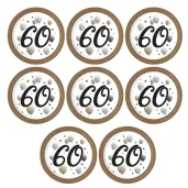 talerzyki papierowe jednorazowe dekoracja na urodziny liczba 60 bialo zlote 23 cm 8 szt