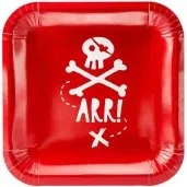 talerzyki papierowe piraci czerwony partydeco 20 cm 6 szt