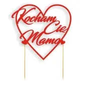 topper papierowy kocham cie mamo czerwona 14 cm