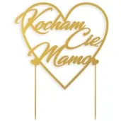 topper papierowy kocham cie mamo zlota 14 cm