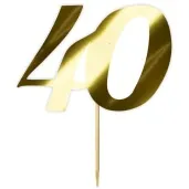 topper papierowy liczba 40 zloty metalic 18 cm