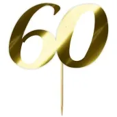 topper papierowy liczba 60 zloty metalic 18 cm