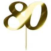 topper papierowy liczba 80 zloty metalic 18 cm