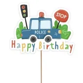 topper papierowy police happy birthday godan 22 cm