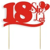topper papierowy urodziny 18 czerwona 17 cm