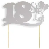 topper papierowy urodziny 18 srebrna 17 cm