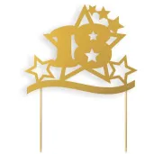 topper papierowy urodziny 18 stars zlota 17 cm