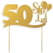 topper papierowy urodziny 50 zlota 17 cm