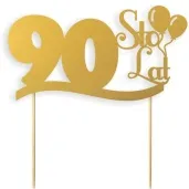 topper papierowy urodziny 90 zloty 17 cm