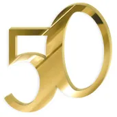 topper z pleksy bok tortu cyfra 50 zloty lustrzany 9 x 9 5 cm