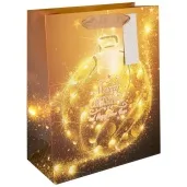 torebka prezentowa merry christmas and happy new year zlota bombka partypal 32x26 cm