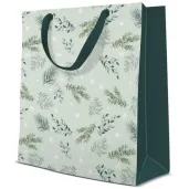 torebka prezentowa zimowy klimat galazki zielona paw 17x17x6 cm