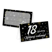 wizytowki na stol winietki dekoracja na 18 urodziny glamour birthday czarny 10 szt