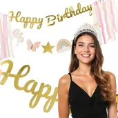 xx baner happy birthday jednorozec 230x17 5 cm mix