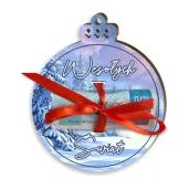 xx karnet na banknot bombka zimowy pejzaz