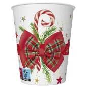 xx kubeczki papierowe checked bow with candy cane 250 ml 8 szt