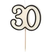 xx swieczka urodzinowa liczba 30 5 5cm bialo czarny