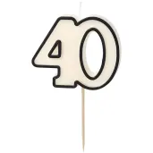 xx swieczka urodzinowa liczba 40 5 5cm bialo czarny