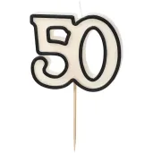 xx swieczka urodzinowa liczba 50 5 5cm bialo czarny