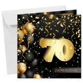 xx zaproszenie 70 urodziny czarno zloty