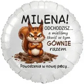 zabawny prezent dla kolegi kolezanki na odejscie z pracy balon foliowy wiewiorka imie bialy 18