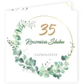zaproszenia 35 rocznica slubu eukaliptus beauty 15x15 cm 8 szt