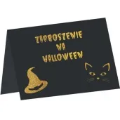zaproszenia czarownica i kot zaproszenie na halloween czarny congee 6 szt