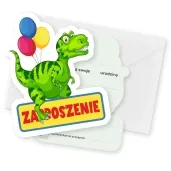 zaproszenia dino z balonikami shp 10 x 12 7 cm 8 szt