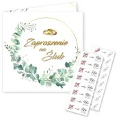 zaproszenia slub eukaliptus beauty naklejki rebus 15x15 cm 8 szt