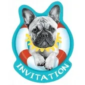 zaproszenia urodzinowe bulldog hawajskie party godan 6 szt