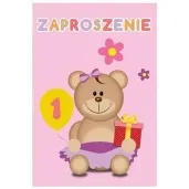 zaproszenia z koperta moje 1 urodziny rozowy godan 6 szt