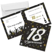 zaproszenie na 18 urodziny glamour birthday z koperta osiemnastka eleganckie 15x15 cm 1 szt