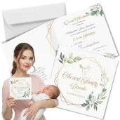 zaproszenie na chrzest swiety mietowa geometria personalizowane z imieniem koperta x1