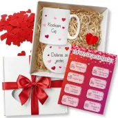 zestaw prezentowy na walentynki kocham cie dobrze ze jestes kubek podkladka brelok kupon