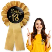zloty kotylion na 18 urodziny zycie zaczyna sie po 18 pin przypinka odznaka glamour