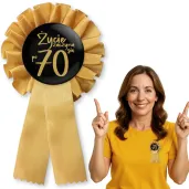 zloty kotylion na 70 urodziny zycie zaczyna sie po 70 pin przypinka odznaka glamour