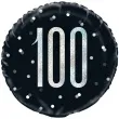 balon foliowy 100 urodziny glitz grochy czarny unique 18 rnd