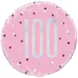 balon foliowy 100 urodziny glitz grochy jasno rozowy unique 18 rnd