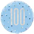 balon foliowy 100 urodziny glitz grochy niebieski unique 18 rnd