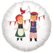 balon foliowy 11 listopada dzieci w stroju ludowym bialy 18 rnd