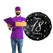 balon foliowy 18th birthday 18 urodziny czarno srebrny godan 18 rnd