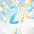 balon foliowy 2 urodziny baloniki blekitno bialy gradient 18 hrt