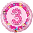 balon foliowy 3 urodziny rozowy qualatex 18 rnd