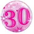 balon foliowy 30 urodziny gwiazdki rozowy qualatex bubbles 22 orb