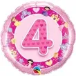 balon foliowy 4 urodziny rozowy qualatex 18 rnd