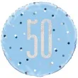 balon foliowy 50 urodziny glitz grochy niebieski unique 18 rnd
